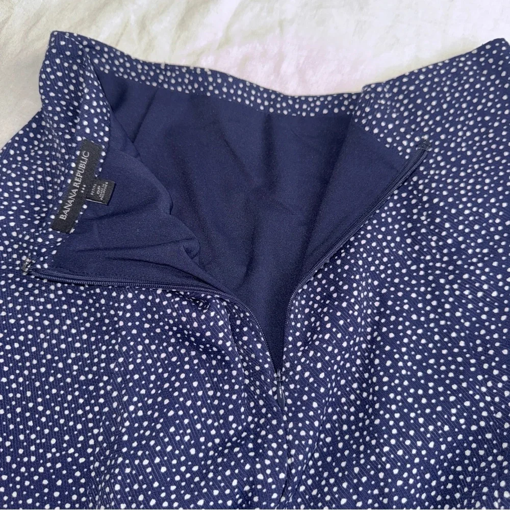 Banana Republic Dark Blue White‎ A-Line Skirt 0 Petite Lightweight Summer #cc